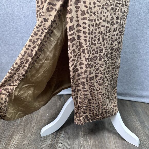 Vintage Y2K‎ Spenser Jeremy Leopard 100% Silk Midi Dress Size 10 Short Sleeve V - Picture 8 of 12